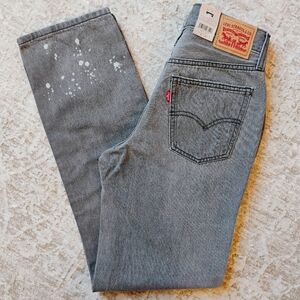 NWT 25 0 Levi's Low Pro Straight Gray Acid Splatter Accent Denim Jeans NEW